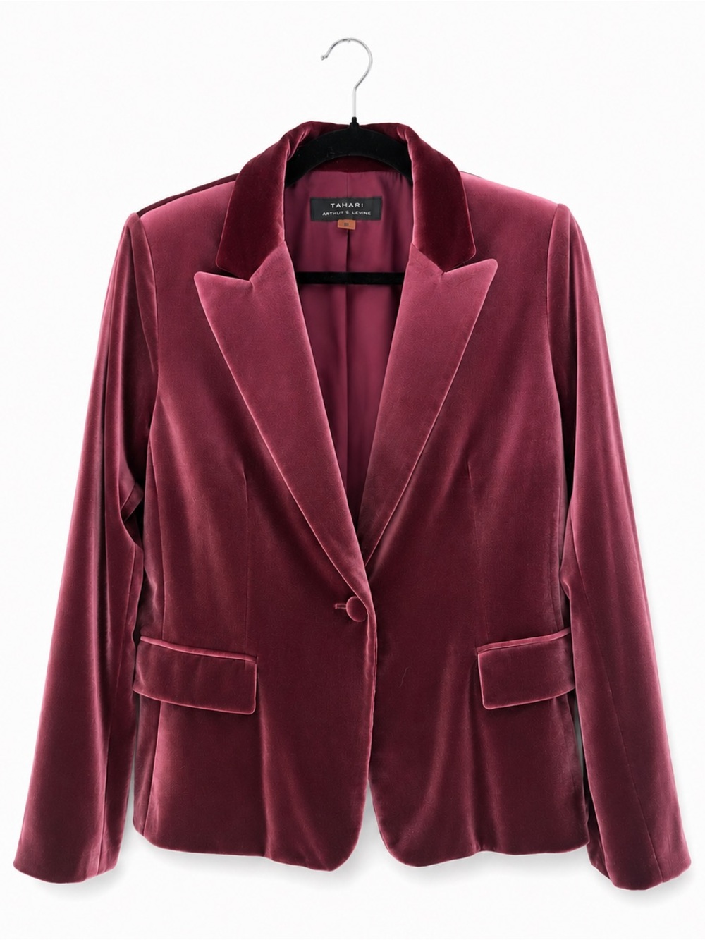 Tahari Arthur S Levine Velvet Blazer Size 10 Dusty Rose Mauve One Button